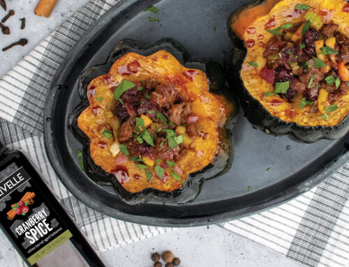 Cranberry, Apple & Sausage Stuffed Acorn Squash